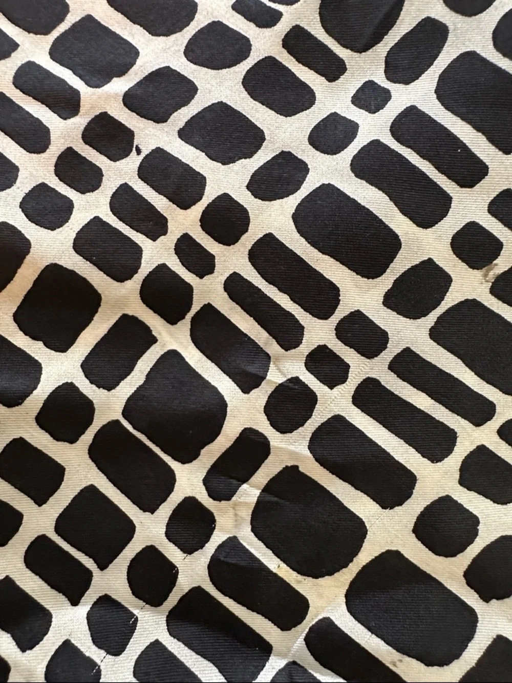 Vtg  Scarves by Vera Black & Tan Abstract Graphic Print Silk‎ Infinity Scarf